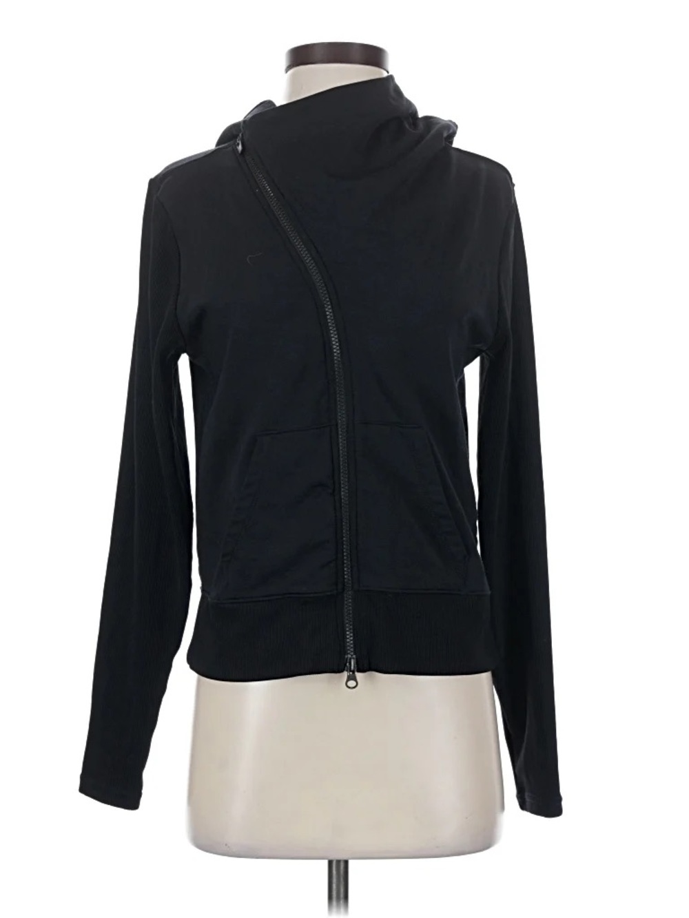 Athleta Black Asymmetrical Zip Hoodie Jacket